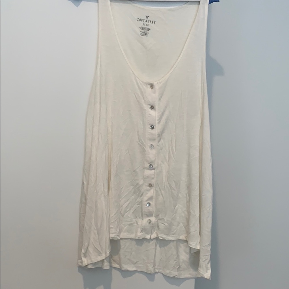 AMERICAN EAGLE White Button Tank